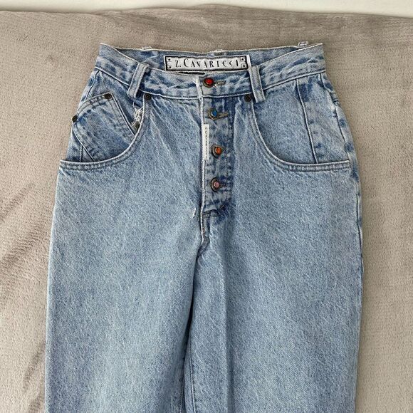 Z Cavaricci Jeans‎ Women 26 (Actual 24) Blue Acid Wash Rhinestone Button Fly VTG - Picture 10 of 16